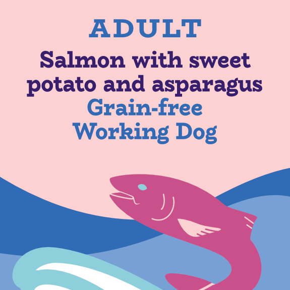 Salmon, trout and sweet potato with asparagus grain free working dog food
